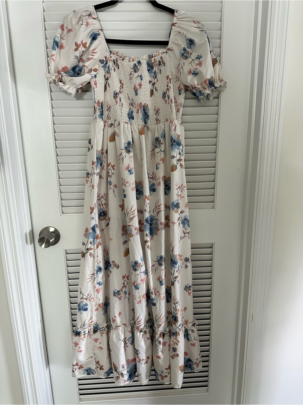 SHEIN Cream Floral Maxi Dress with Blue and Pink Flowers - Picture 1 of 4